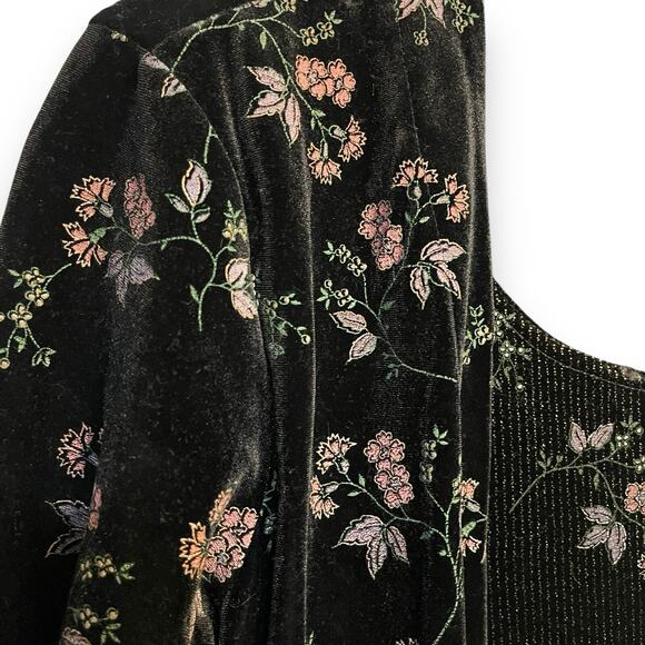 Another Thyme Knee Length Dress Women's 12 Black Floral VTG Cardigan Look Gothic - Picture 8 of 12